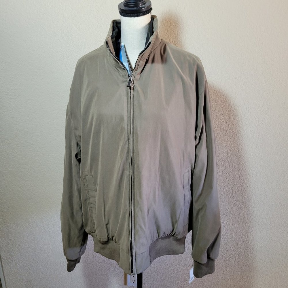 Weatherproof Mens Jacket XL Brown Beige Tan Microfiber Coat Water Repellent Zip